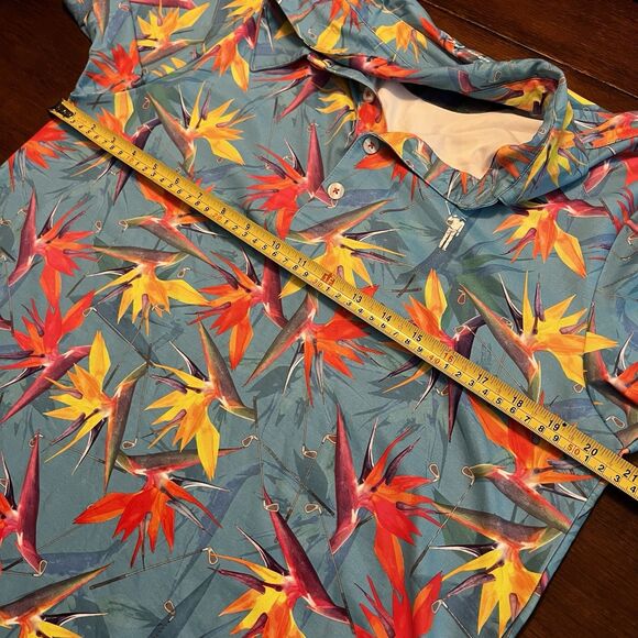 William Murray Birds Of A Feather Men’s Medium Golf Polo Blue Tropical Exotic - Picture 11 of 11